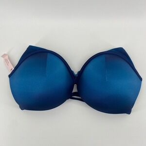 Victoria's Secret Bikini Top Womens 38DD Blue Ombre Push Up Underwire Swim  NWT